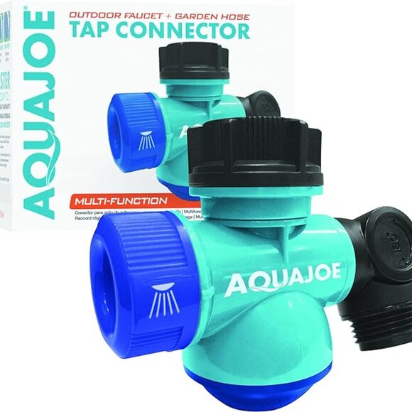 Aqua Joe Multi-Function Outdoor Faucet and Garden Hose Tap Connector 2 pack - Picture 1 of 12